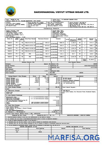 Printable INDIA DVVNL business utility bill Word and PDF template